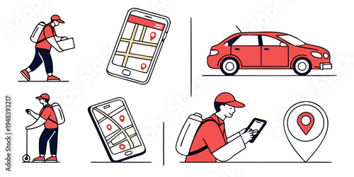delivery services with various transportation options Vector
