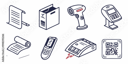 collection of various office equipment and devices Vector