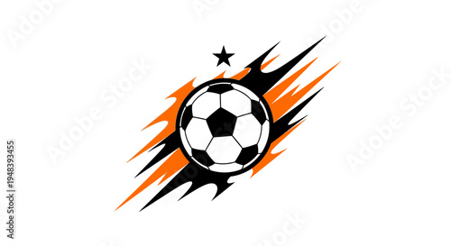 Dynamic Soccer Football Ball with Speed Lines Icon on Isolated White Background