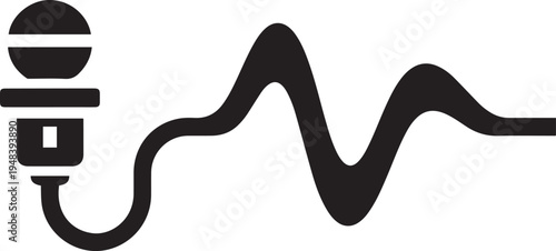 Audio Cable Connector with Wavy Cord Isolated Icon