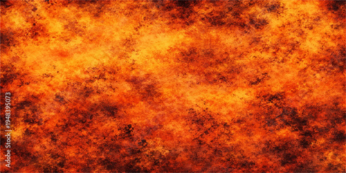 An abstract grunge wallpaper featuring a hot burning inferno with intense orange and red flame patterns, swirling smoke, and glowing light set against a dark textured background