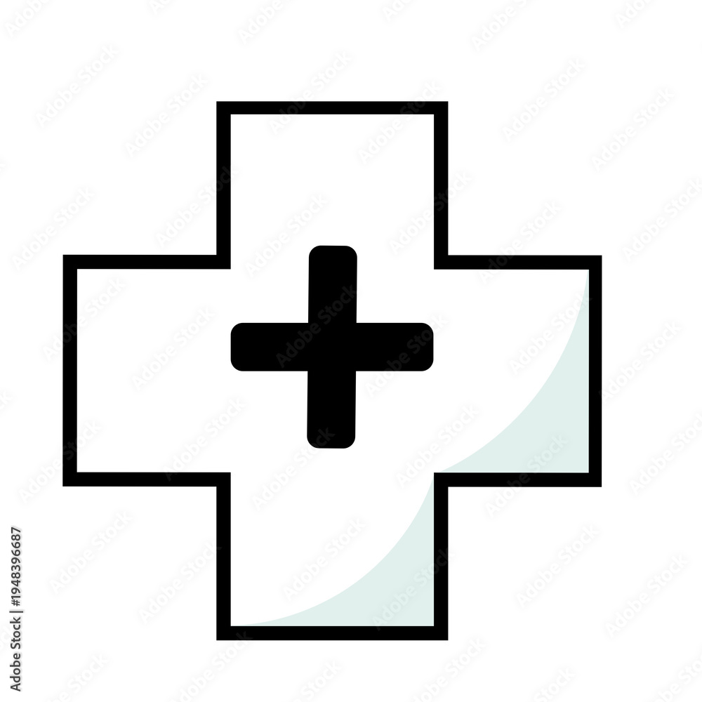 Obraz premium Minimalist Medical Plus Icon. UI symbol for adding a new service, patient, or benefit in a healthcare, hospital, or insurance application design.