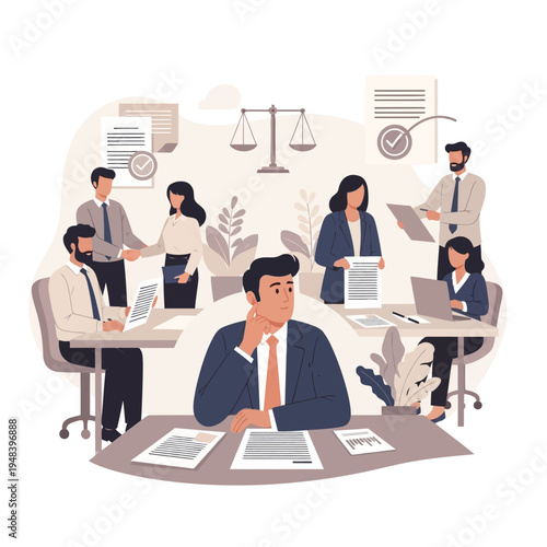 Lawyer Working with Colleagues in Office.