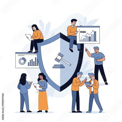 Shield Protection Security Business Teamwork Concept.