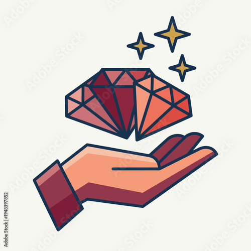 This image depicts a hand holding sparkling diamonds, symbolizing wealth, luxury, and the allure of precious stones that represent beauty and value in a captivating manner.