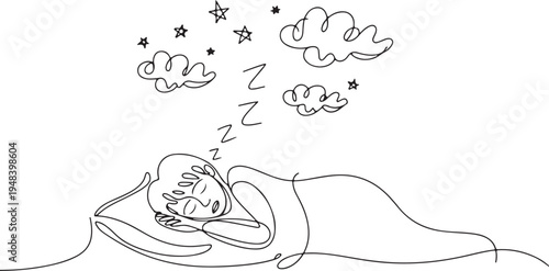 Person sleeping peacefully under starry sky pillow