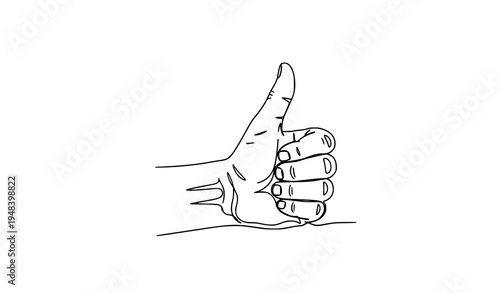 Thumbs up hand gesture continuous line drawing approval symbol vector illustration