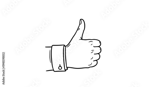 Minimal thumbs up hand gesture outline icon vector illustration