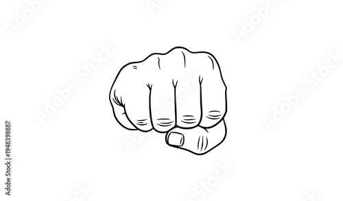 Minimal clenched fist hand gesture strength symbol vector illustration