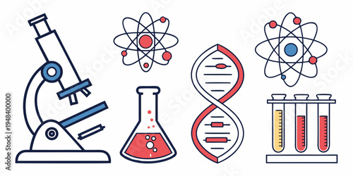 science icons including microscope dna and test tubes Vector
