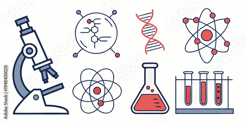 science icons including microscope and atom Vector