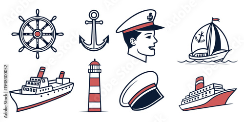 a collection of nautical icons and symbols Vector
