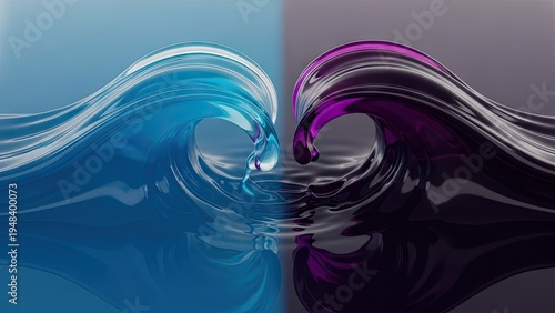 Wallpaper Mural A vibrant abstract illustration of swirling blue and purple liquid waves Torontodigital.ca