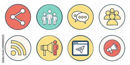 a collection of social media and communication icons Vector