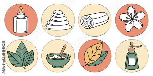 A collection of natural skincare and wellness icons Vector