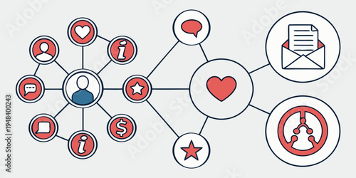 a network of social media connections and icons Vector