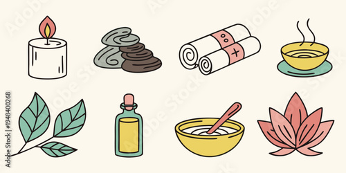 a collection of spa and wellness icons Vector