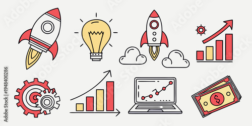 a collection of business growth and finance icons Vector