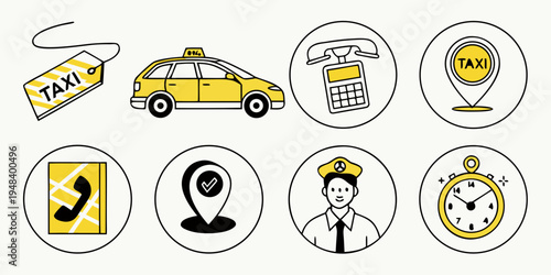 a set of icons related to taxi services Vector