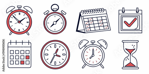 a collection of clocks and calendars Vector