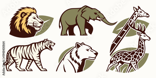 a group of wild animals Vector