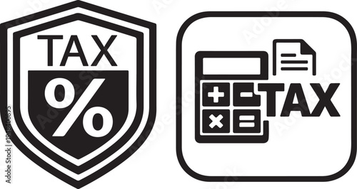  Black tax concept collection for finance calculation, payment document and government revenue