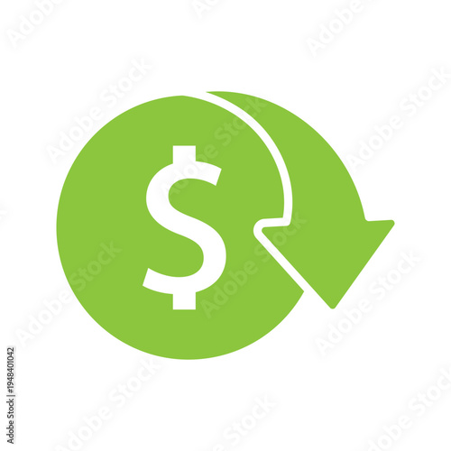  Minimal outline icon of dollar symbol with circular arrow representing currency exchange, money transfer, financial transaction, and exchange rate concept.