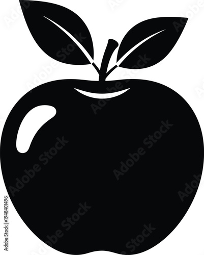 apple fruit, food, icon, silhouette, black, minimalist, modern, simple,