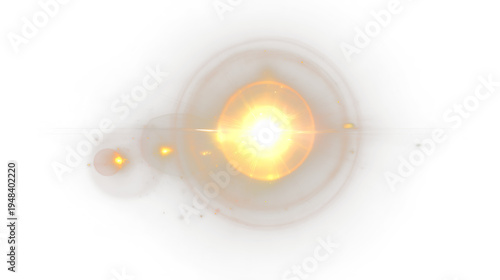Fényképezés Bright light source on a transparent background with circular glow and soft radi