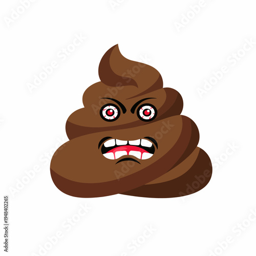 A humorous cartoon depiction of an angry poop emoji with exaggerated features, creating a lighthearted representation of humor and personality in digital art.