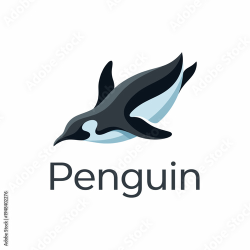 A sleek and stylish graphic of a penguin in motion, representing adaptability and playfulness, perfect for conveying fun and natural themes in marketing materials.