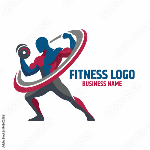 A bold fitness logo character exemplifying strength and athleticism, promoting physical fitness and healthy living through a dynamic stylized design representing the fitness lifestyle.
