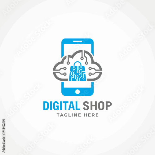 This logo features a mobile device with a cloud and electronic circuitry, symbolizing modern digital services, emphasizing connectivity, innovation, and technology solutions.