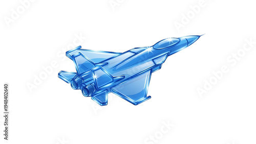 Futuristic Stealth Fighter Plane Concept in Glossy Blue Style