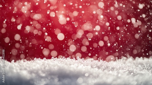 Winter snow flurry on red background