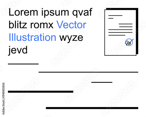 Legal documentation, official contracts, business paperwork, agreements, e-signatures, content drafting. Minimalistic design with a signed document and placeholder text. Legal documentation
