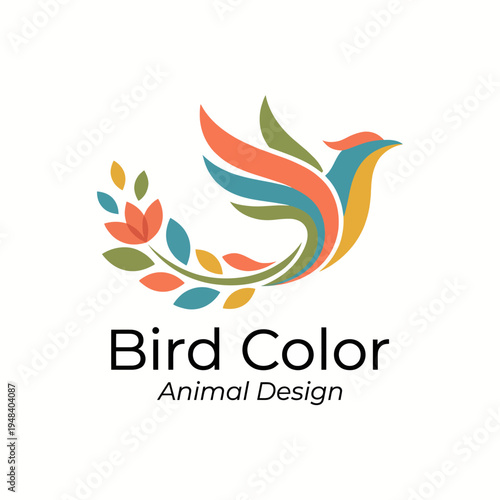 A vibrant bird logo showcases artistic design elements, perfect for animal-related branding, representing creativity, nature, and colorful expression in branding.