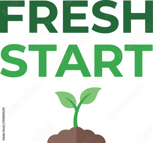 Fresh Start Concept Vector Illustration with Green Sprout Growing in Soil, Symbolizing New Beginnings, Growth, and Environmental Renewal