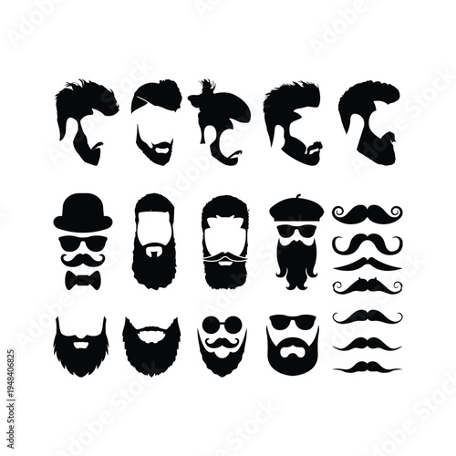 vector set of mustaches