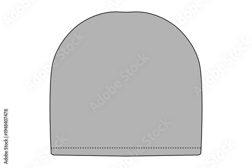 Beanie hat front view blank grey knit cap vector mockup template for custom apparel design and merchandise.