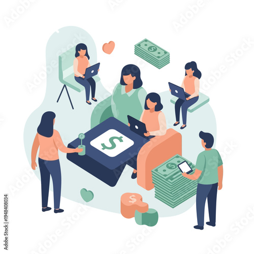 Business people discussing financial money.