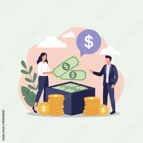 Business people discussing money and finance.