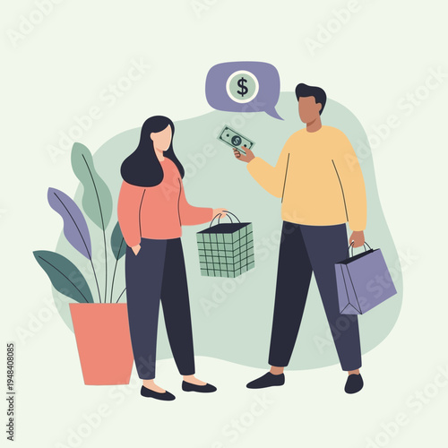 Business people exchanging money.