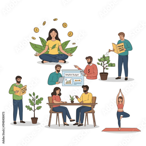 People doing various office activities.