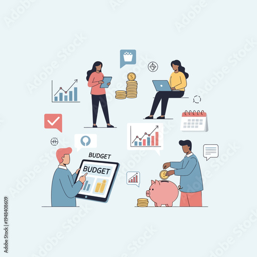 People working with budget finance.