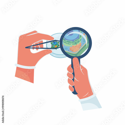 The image showcases a scientist's hands handling a microscope slide with a specimen, symbolizing the exploration of microscopic worlds and the pursuit of scientific understanding.