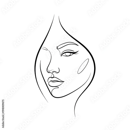 Minimalist Elegant Female Face Profile Single Line Art