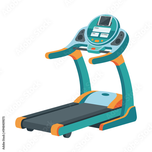 A vibrant illustration of a treadmill showcases modern fitness equipment, highlighting the importance of health, exercise, and physical well-being in today's lifestyle.