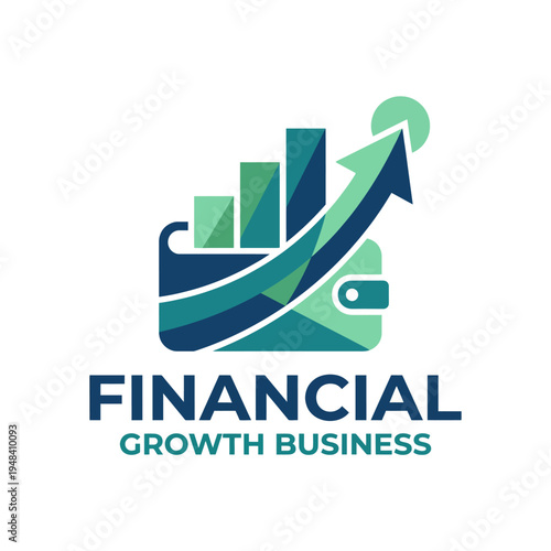 This logo shows a wallet with ascending bars, embodying growth in finance, indicating financial prosperity and development in business opportunities.