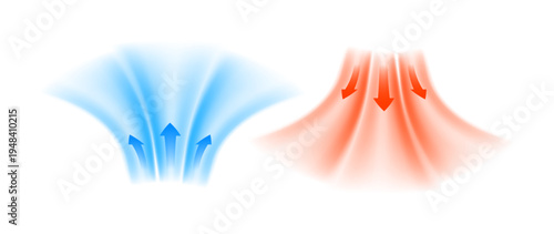 Air flow set of vector elements on a transparent background. Abstract light effect blowing from an air conditioner, purifier or humidifier. Dynamic blurred flow motion